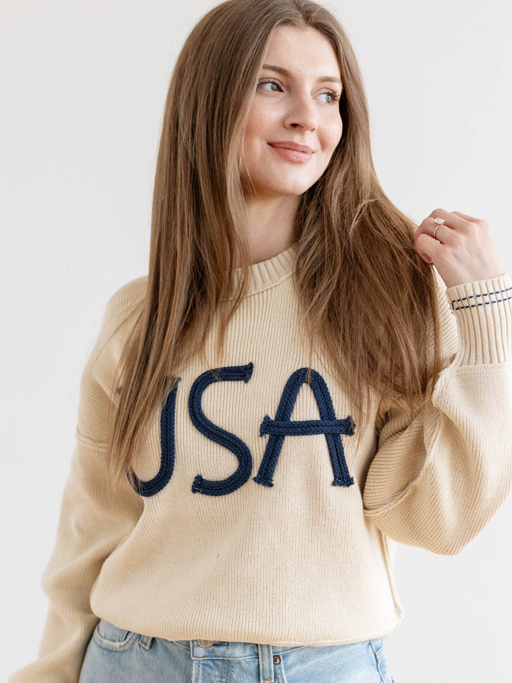 usa rope textured sweater