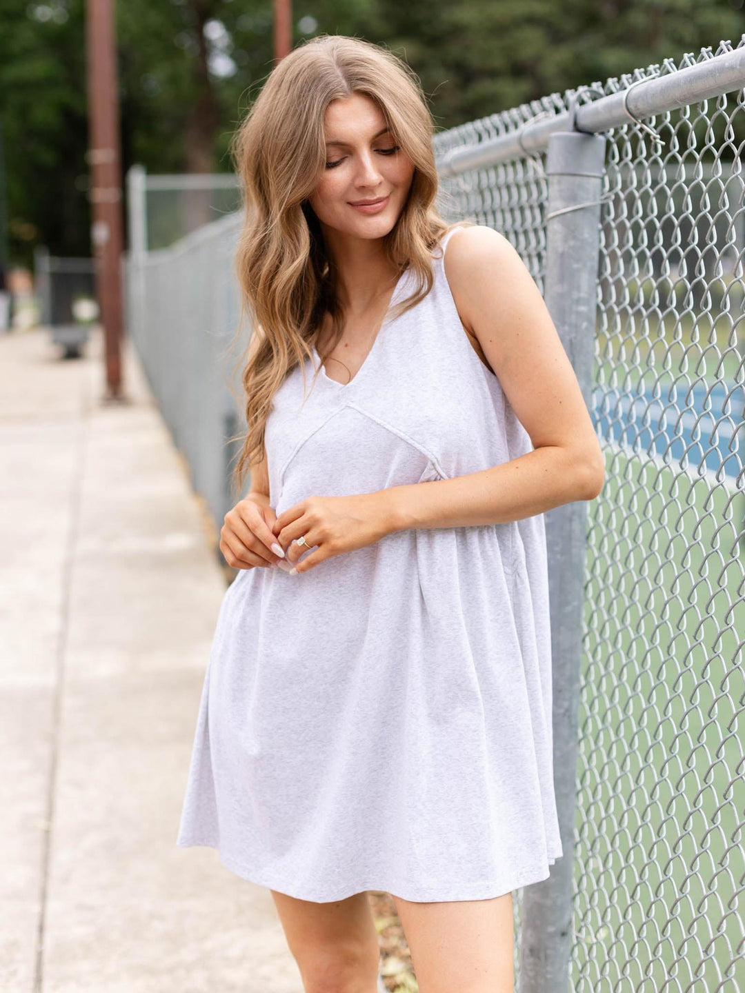 Sleeveless V-Neck Midi Length Dress
