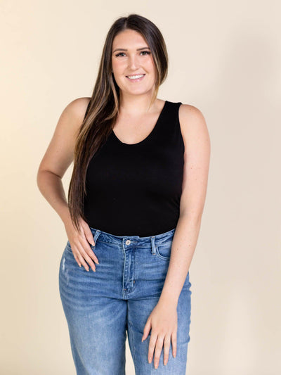 solid black tank top