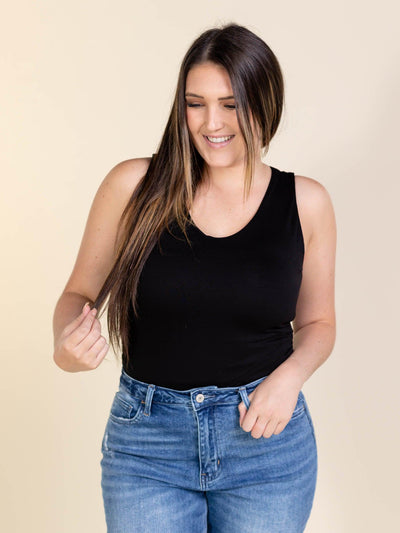 black ruched side tank