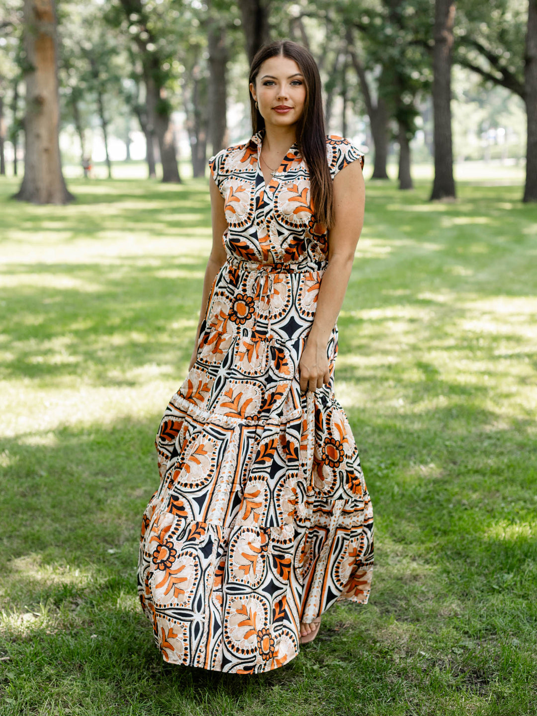 Pinch Floral Tiered Maxi Dress - S / Black Rust / 5176DB Pinch Floral Tiered Maxi Dress - S / Black Rust / 5176DB