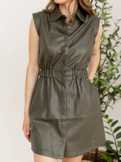 faux leather mini dress