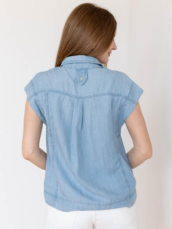 denim collared top