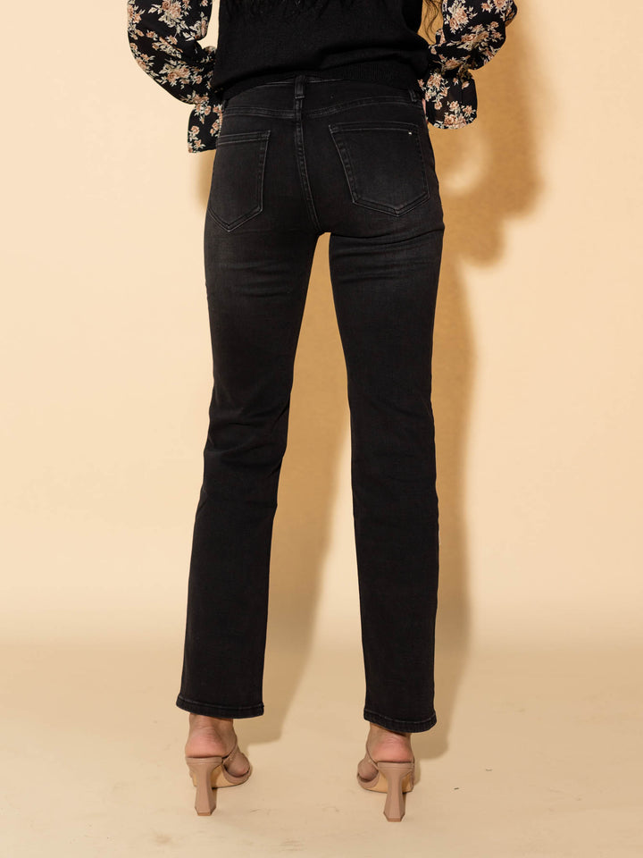 black washed straight leg denim