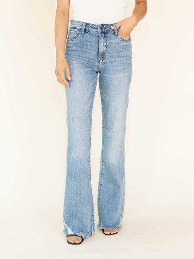 frayed hem bootcut denim