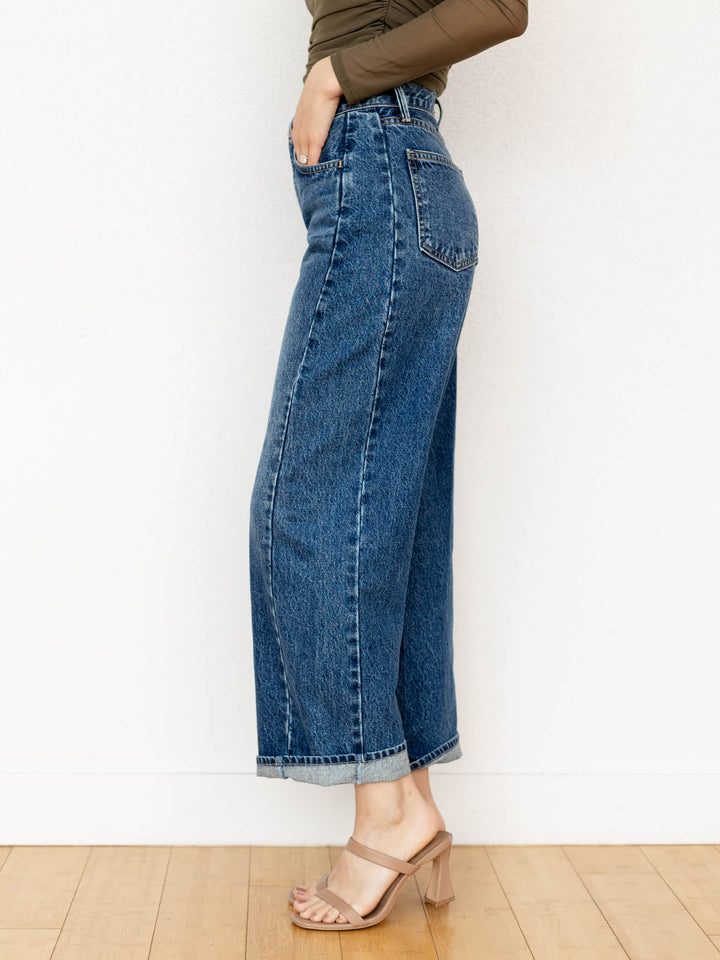 dark wash barrel twist denim