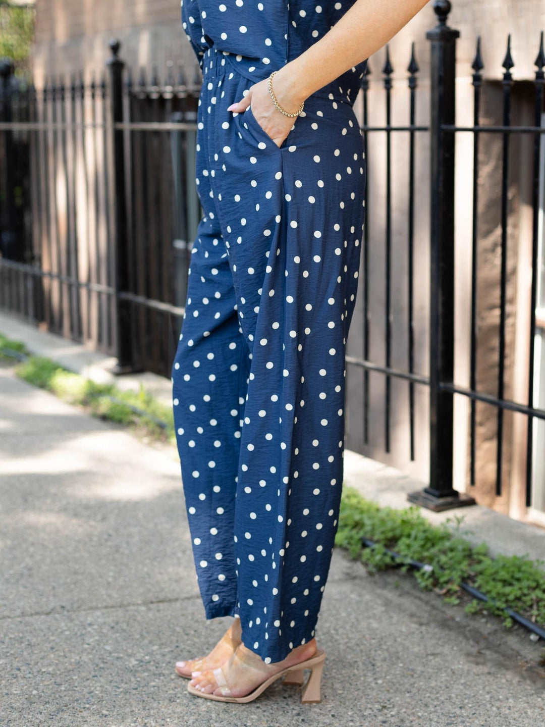 Woven Side Pocket Polka Dot Printed Pant