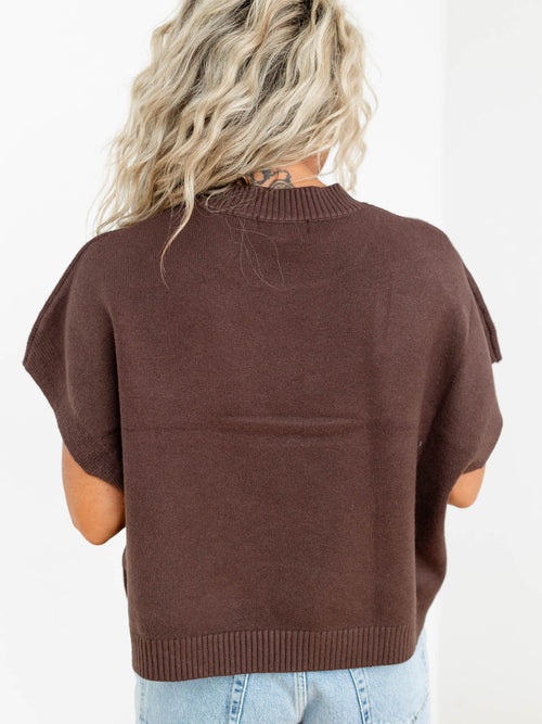 dark brown boxy sweater knit top