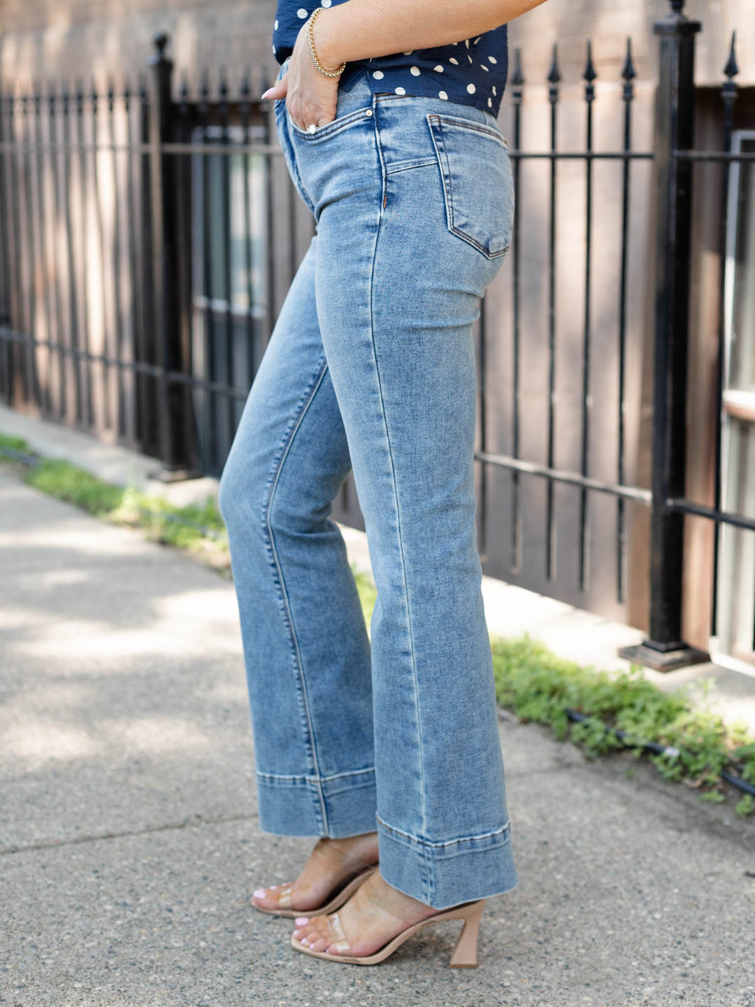 wide hem denim