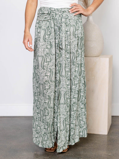 gathered front printed skirt