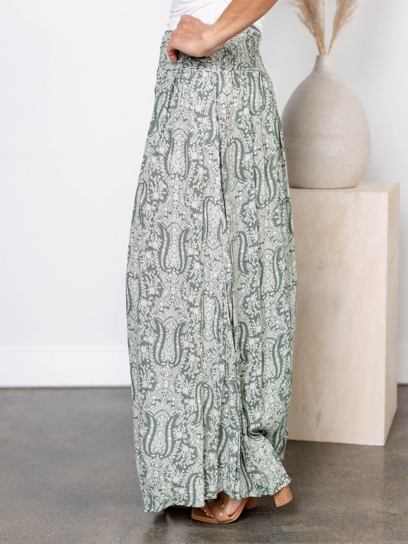 front slit maxi skirt