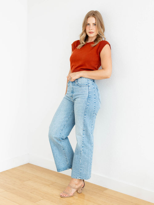 rust orange boxy sweater top