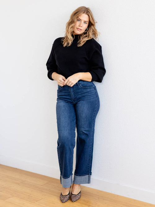 black seam detail sweater