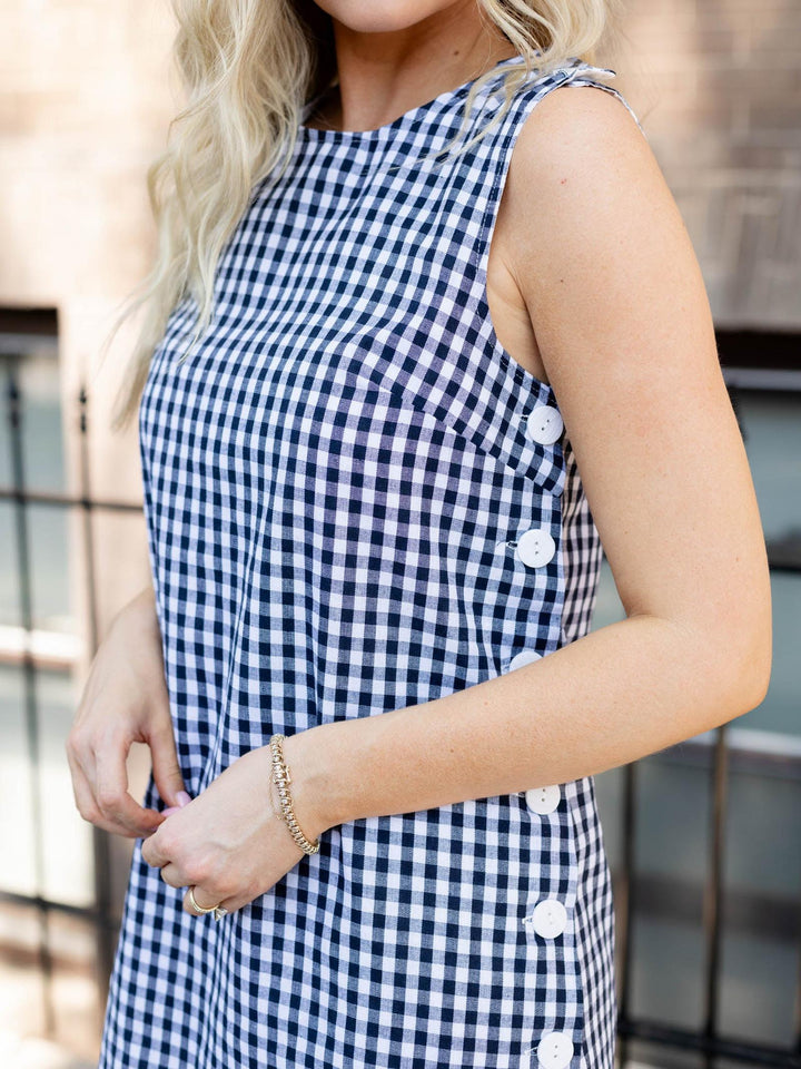 Sleeveless Gingham Mini Dress