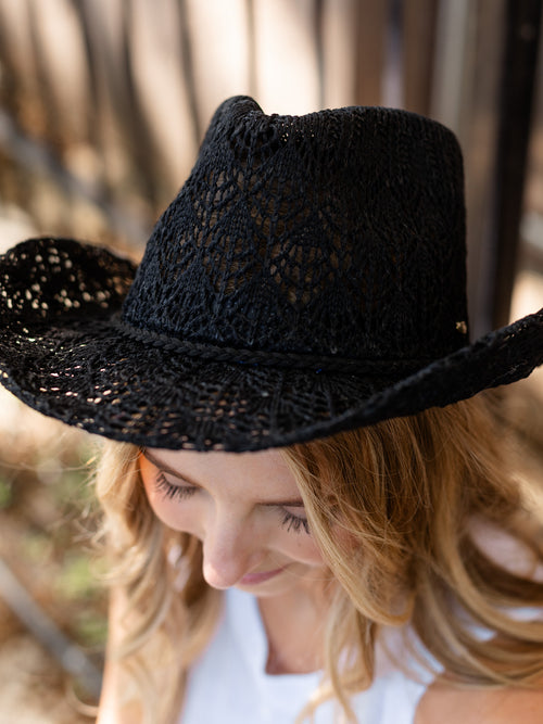 black textured hat