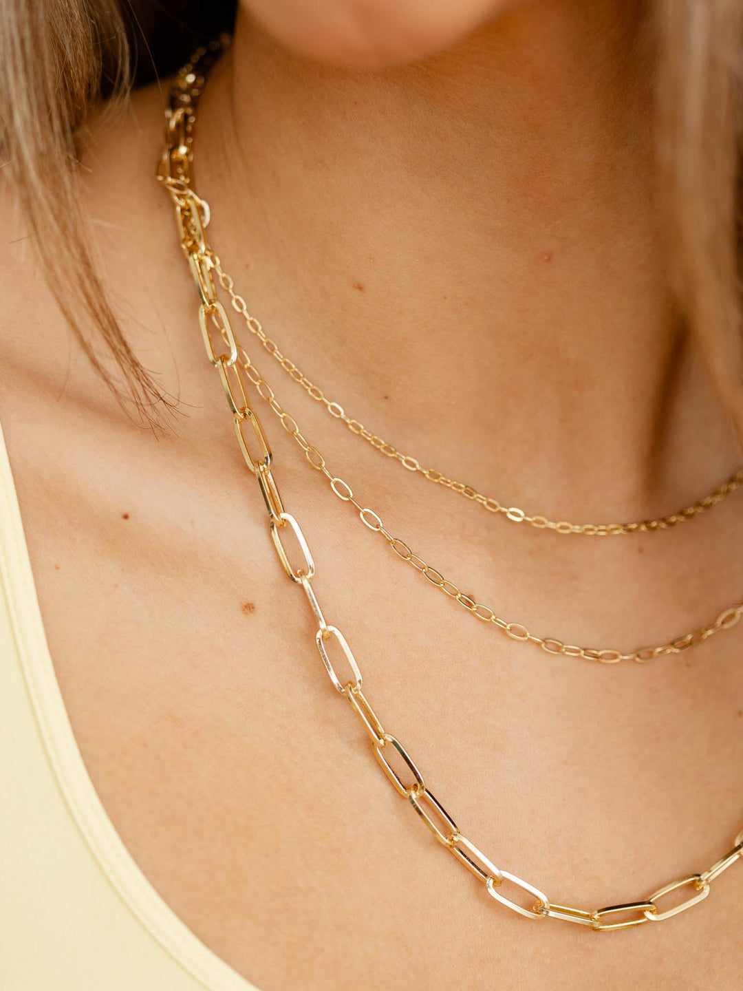 gold layered chain link necklace