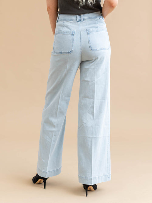 light wash straight leg denim
