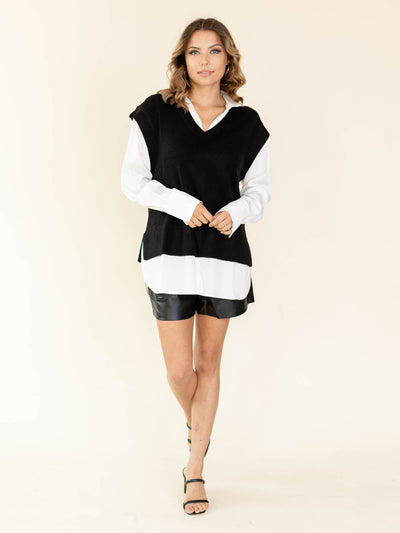 oversized black sweater vest