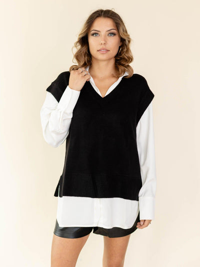 black sweater vest