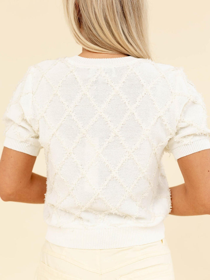 diamond textured cardigan