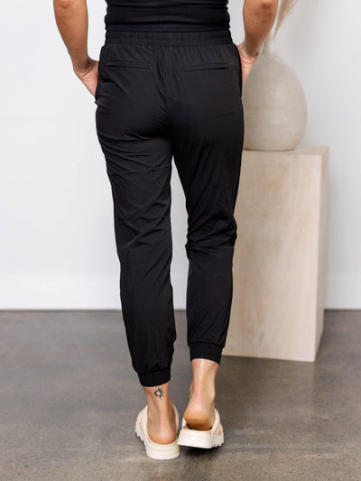 mixed fabric jogger pant