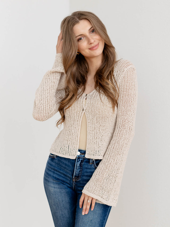 crochet bell sleeve cardigan