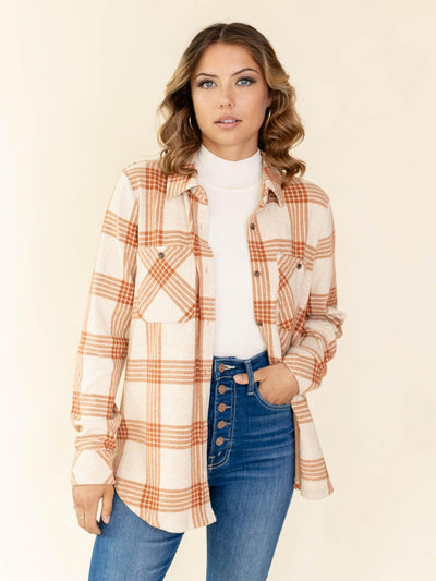 rust plaid shacket