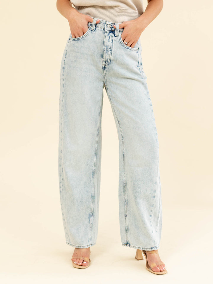 light wash wide leg jean