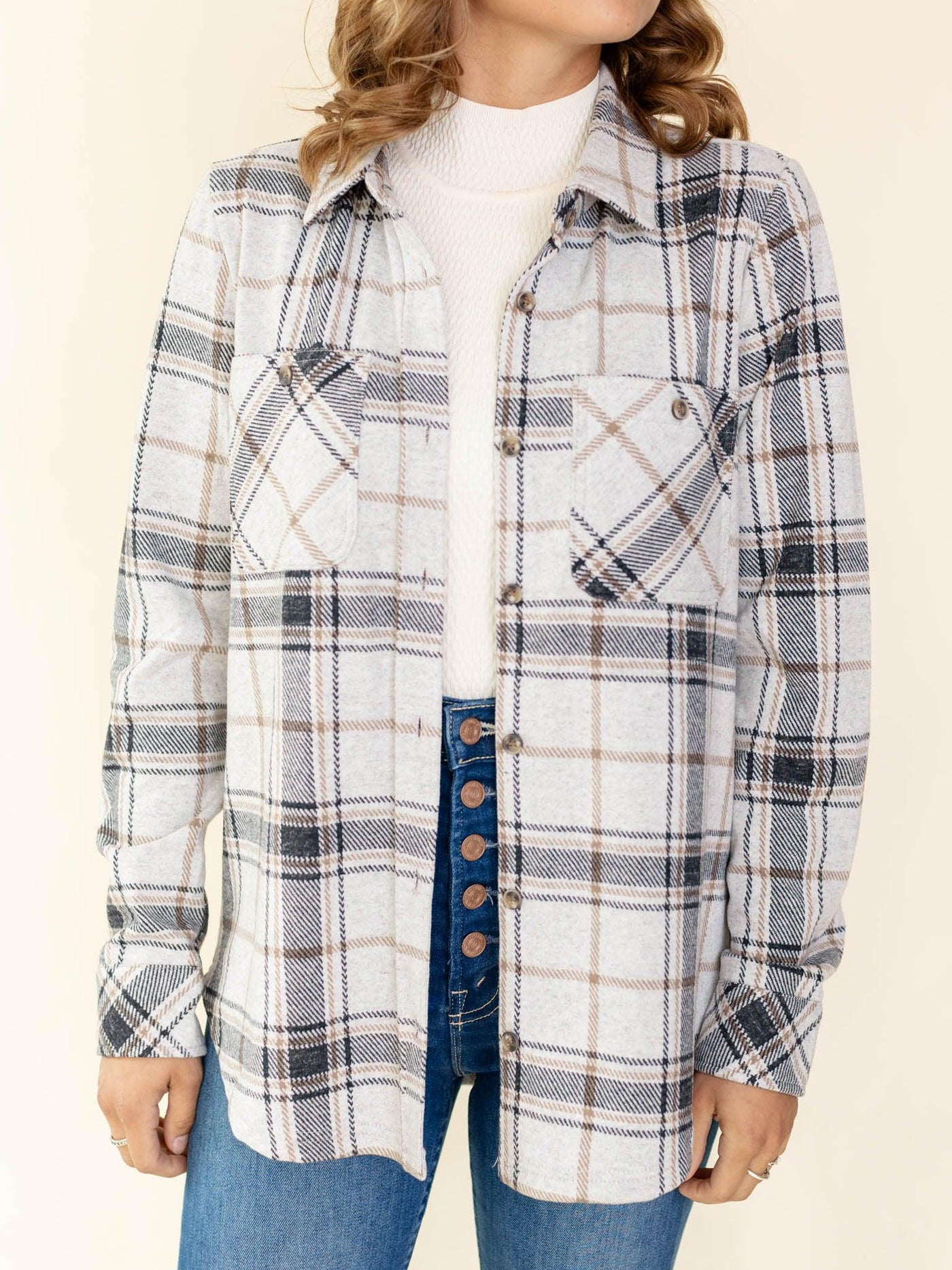 neutral plaid top
