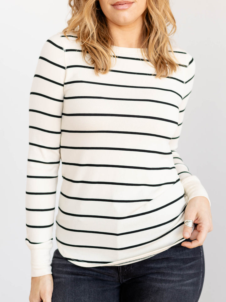 black and white stripe basic top