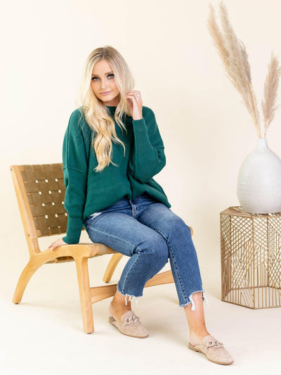 green drop shoulder oversized top