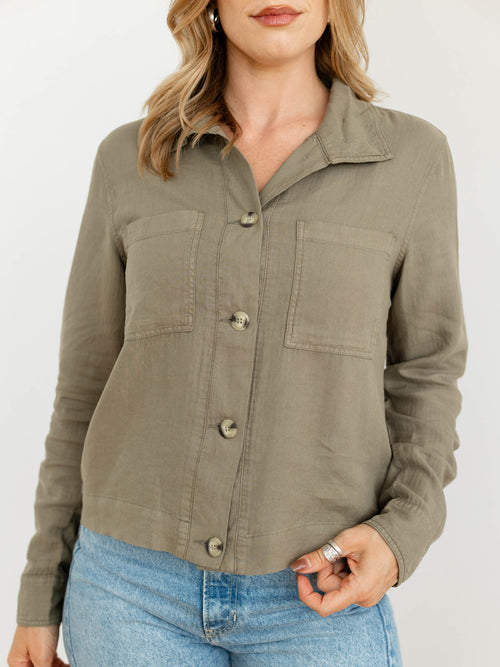 olive boxy lightweight jacket