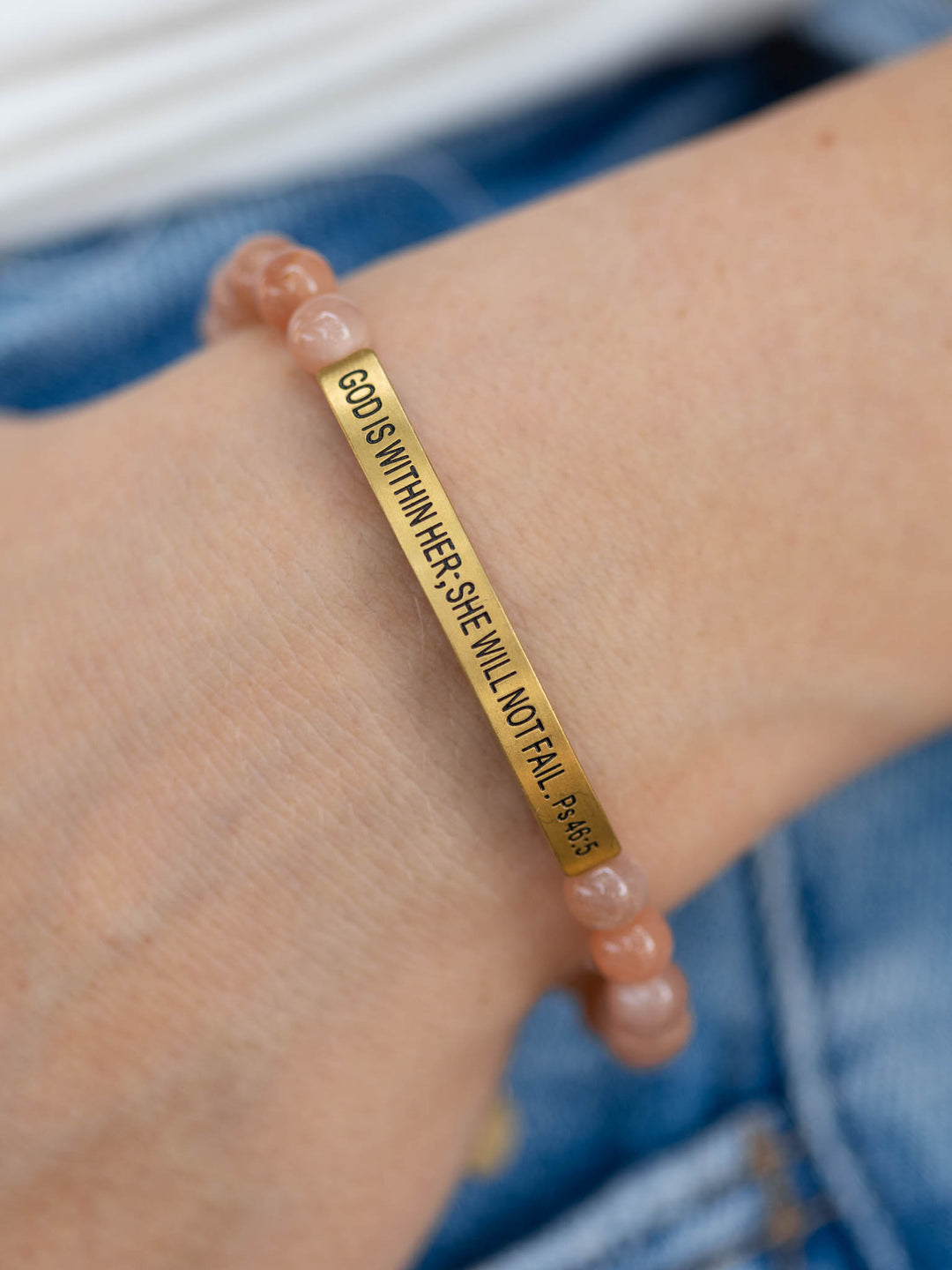 God Is Within Her She Will Not Fail Elevated Stone Bracelet