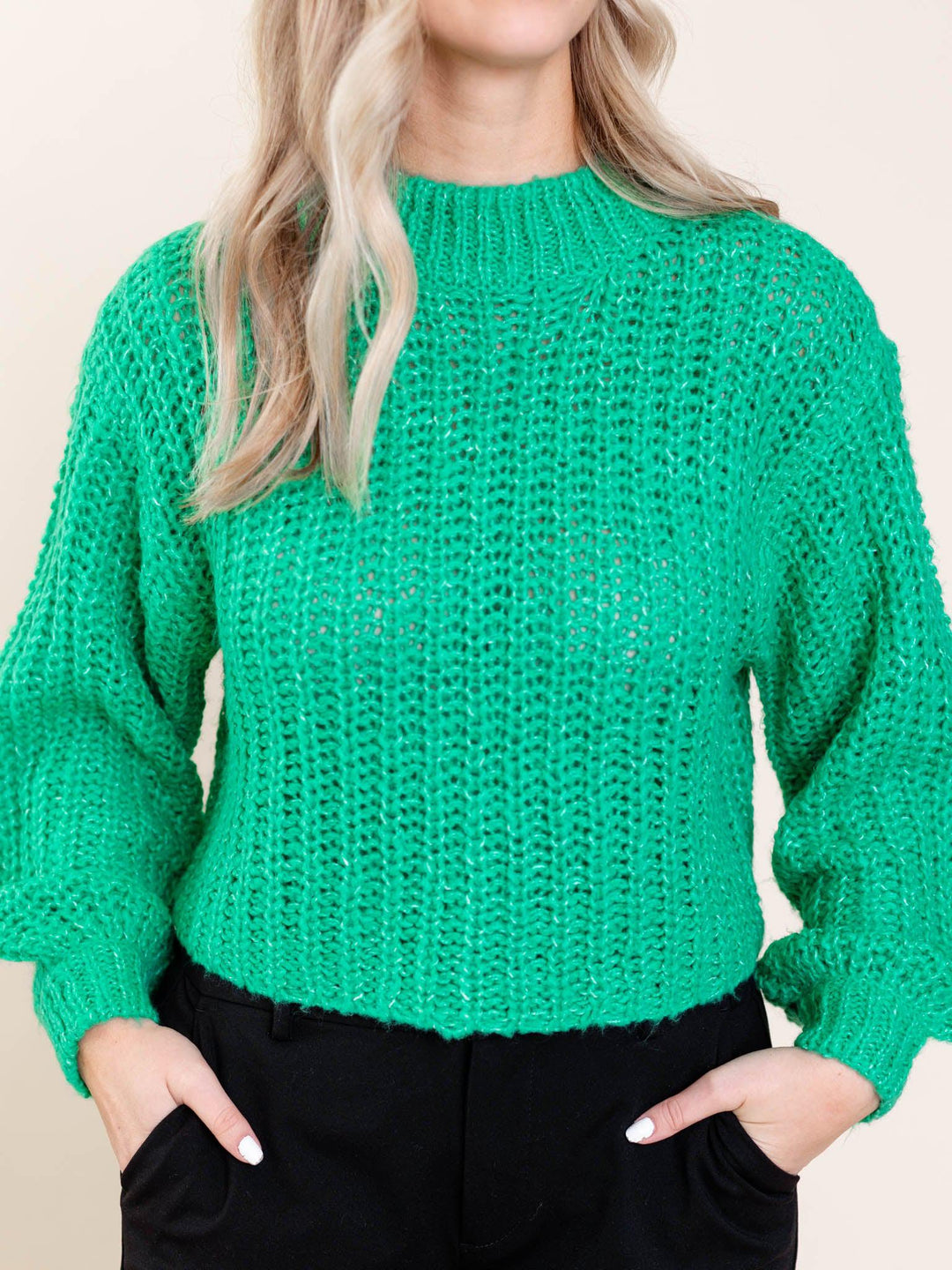 open knit colored sweater