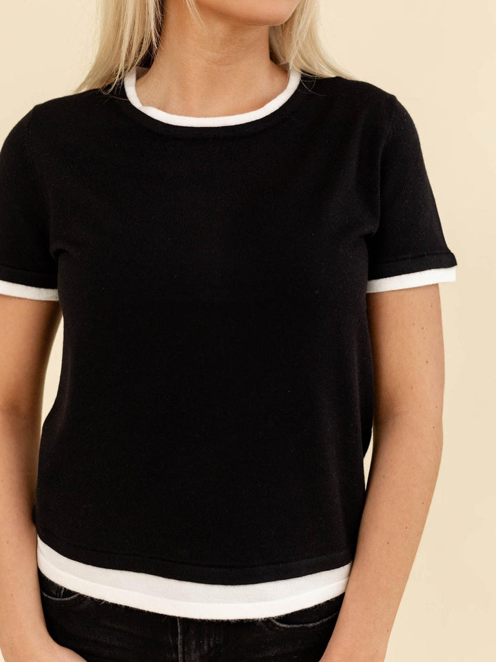 double layered knit short sleeve