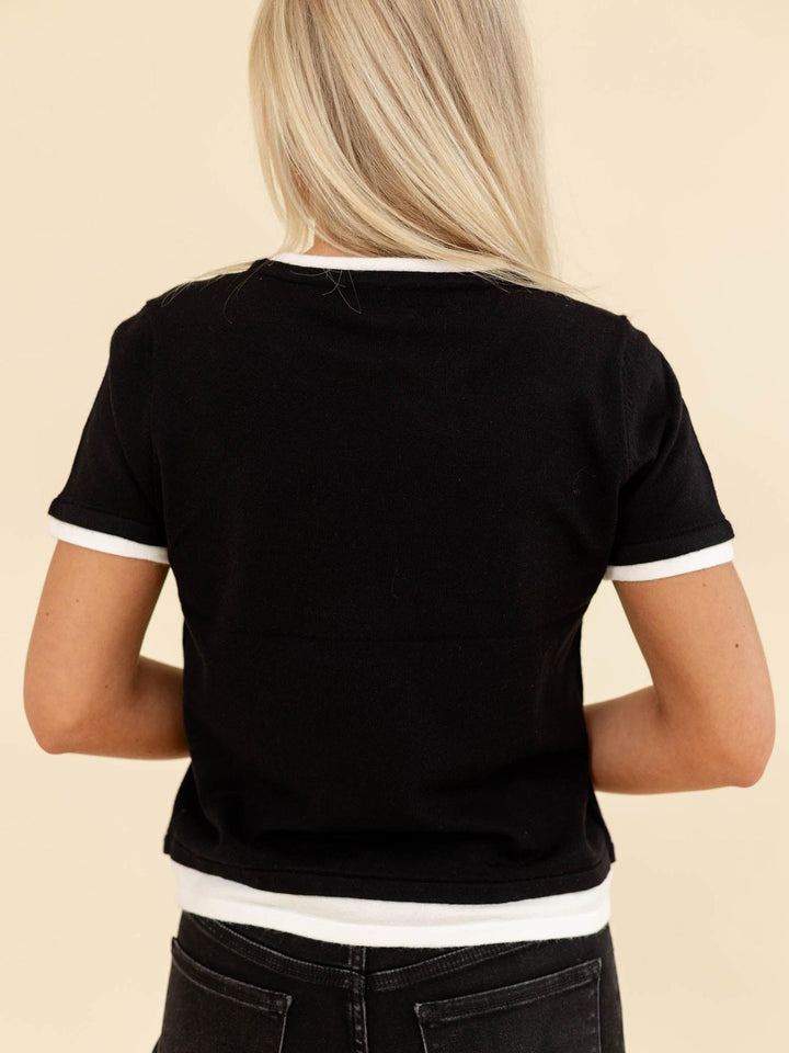 double layered knit short sleeve