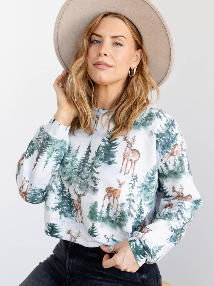 deer winter printed sweatshirt