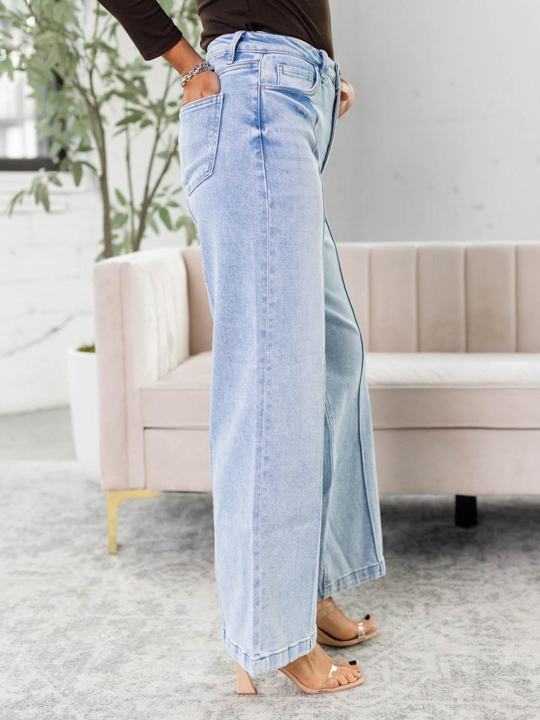 RISEN Light Pintuck Detail High Rise Jean
