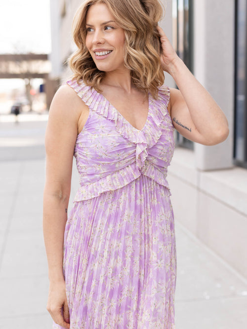 light purple ruffle floral dress