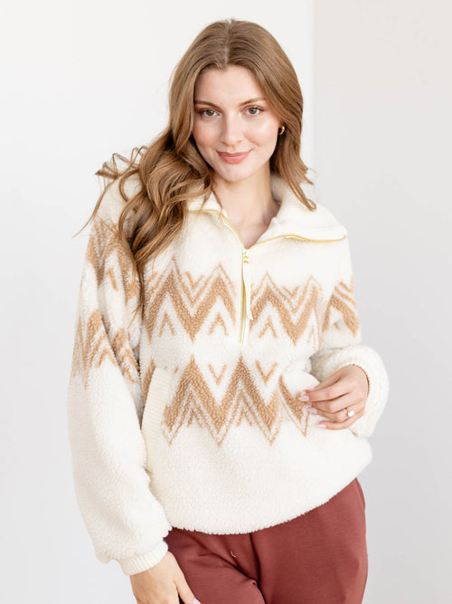 cozy chevron sherpa sweatshirt