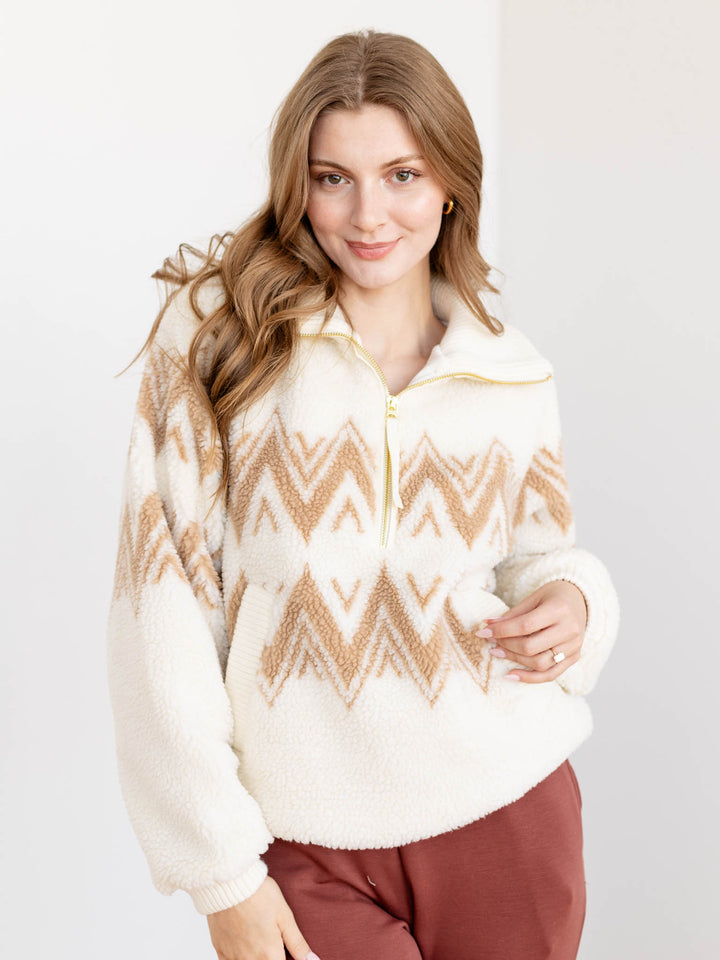 cozy chevron sherpa sweatshirt
