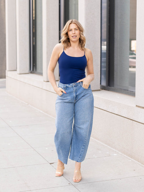 navy thin strap tank