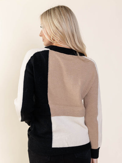abstract color blocked sweater