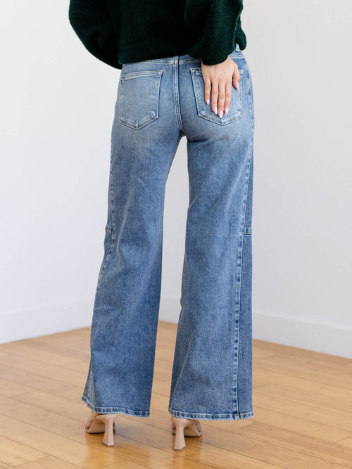 side detail wide leg denim