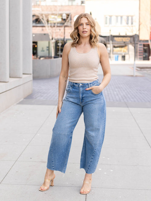 tan sweater knit tank top