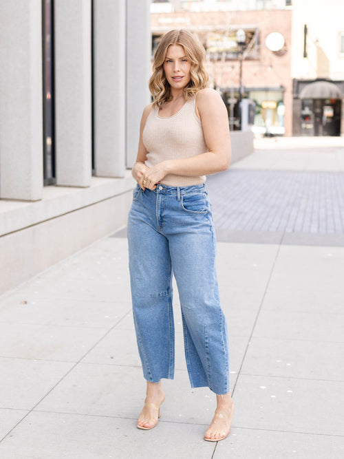 tan sweater knit tank top