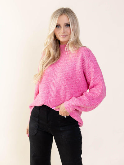 textured pink sweater