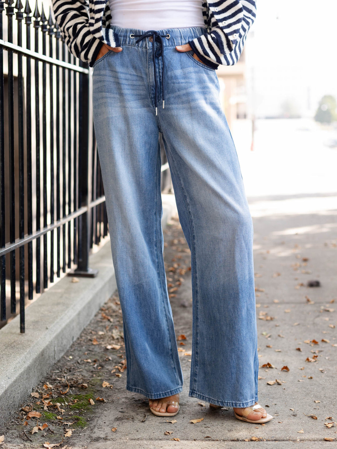 washed wide leg soft flowy denim