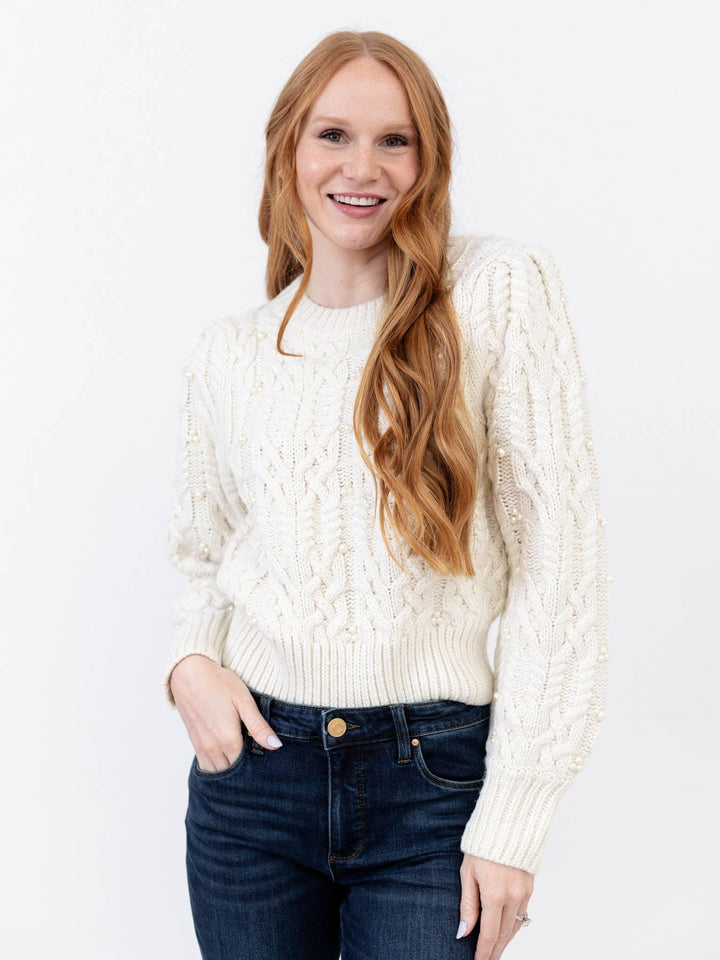 pearl cable knit sweater
