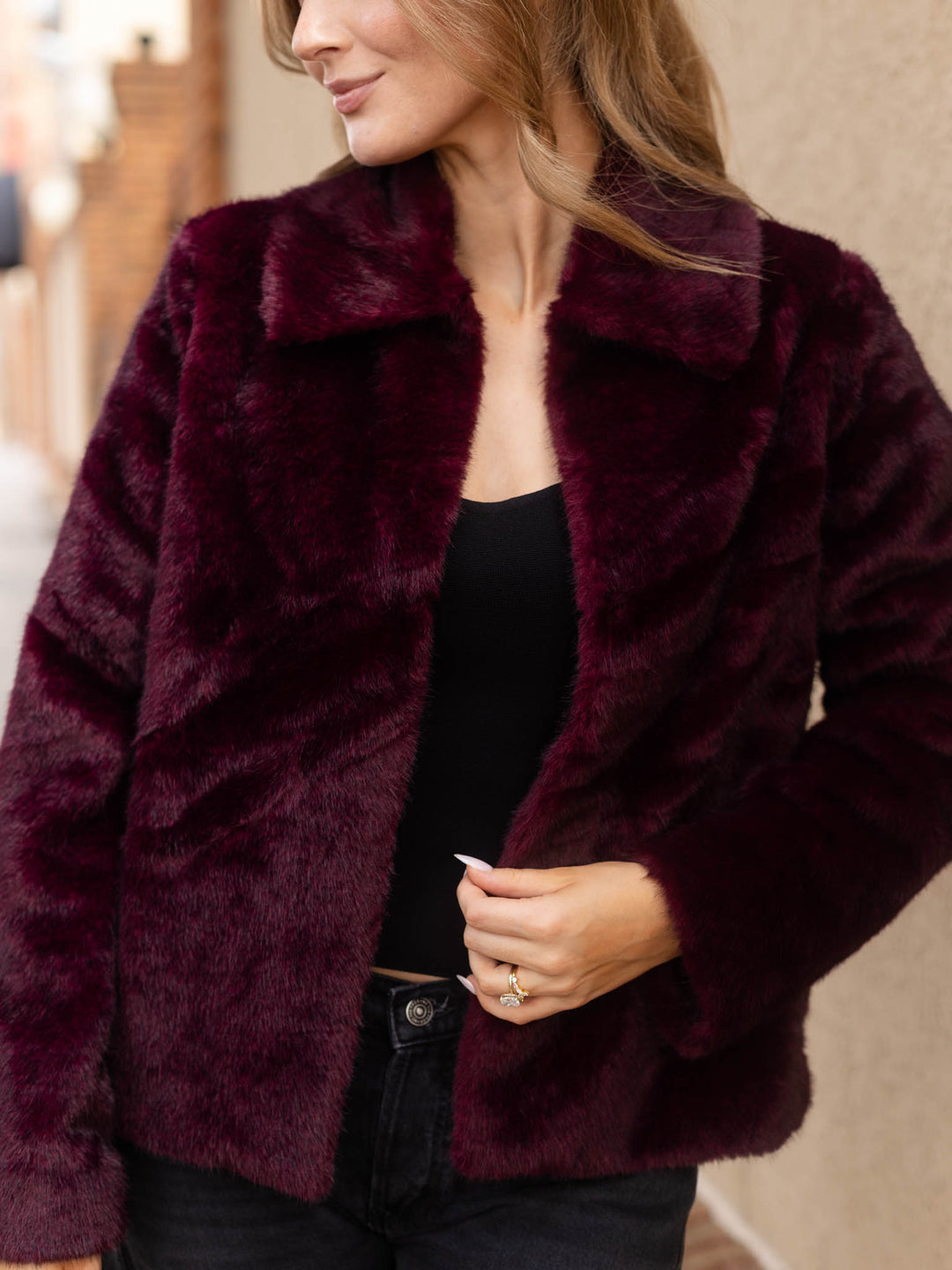 Liverpool Collared Faux Fur Jacket